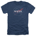 NASA Distressed Logo Adult Heather T-Shirt Navy