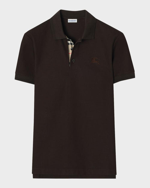 Burberry Men's Check-Placket Cotton Polo Shirt Brown