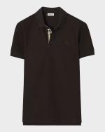 Burberry Men's Check-Placket Cotton Polo Shirt Brown