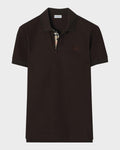 Burberry Men's Check-Placket Cotton Polo Shirt Brown